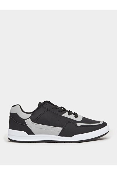 Styli Men Black Color Block Lace-Up Sneakers