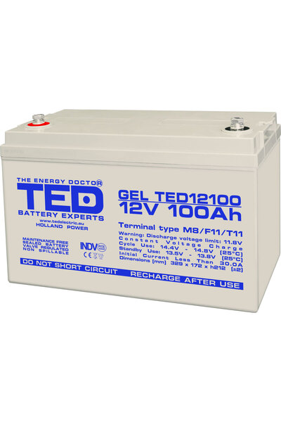 TED Electric Acumulator Staționar Etans cu Gel Deep Cycle 12V 100A M8 F11 T11...