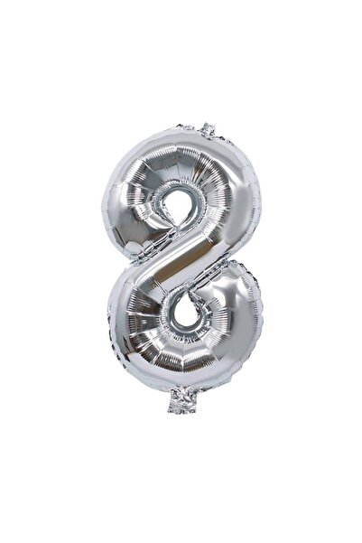 OEM Balon Argintiu cu Cifra 8 (40cm)