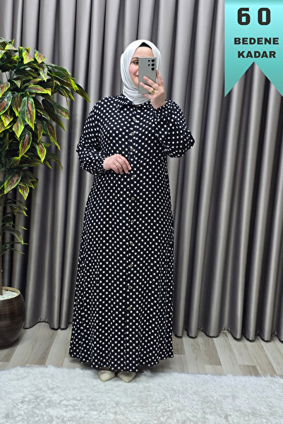 Elmas Tesettür Women's Islamic Clothing Plus Size Polka Dot Shirt Dress