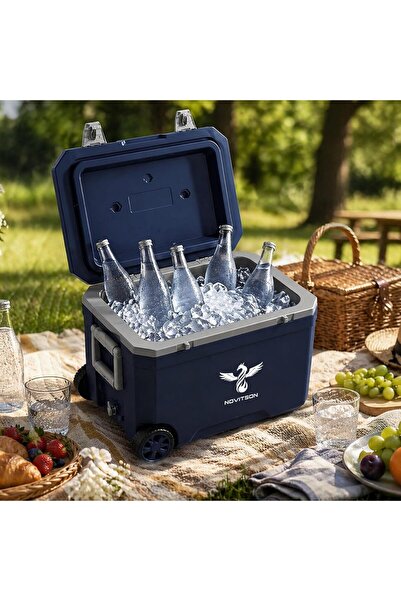 Novitson Portable Cooler Box NIB-8185BE – Wheeled, Lightweight & Foldable handle, Easy-Carry Travel