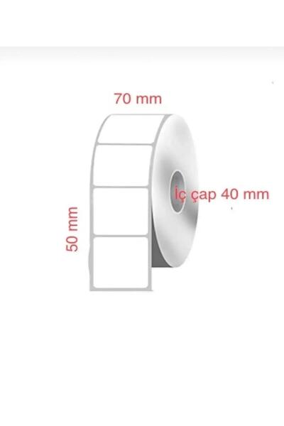 LABEL WORLD Boş Yapışkanlı Barkod Termal Etiketi 50mm X 70mm