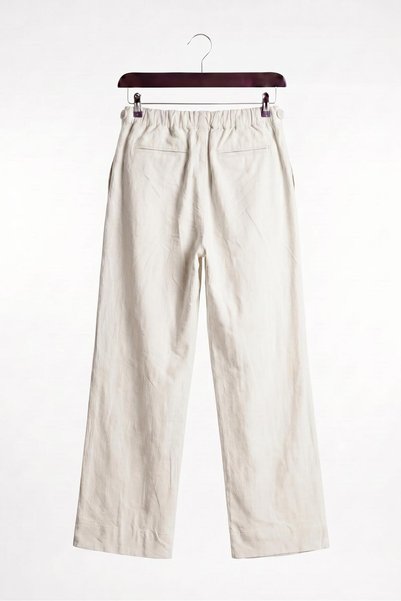 GIESTO Classic Pleated Linen White Trousers