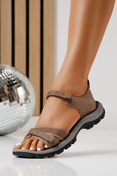 Zaira Sandals 's khaki flat sandals made of textile material Kaida #25142 - 41