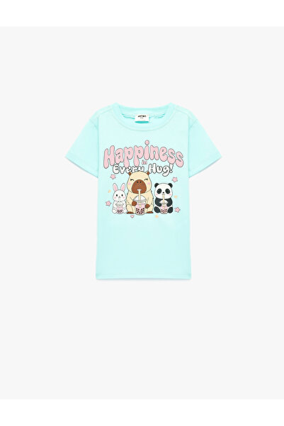 Koton Crew Neck Short Sleeve Cotton Printed T-Shirt