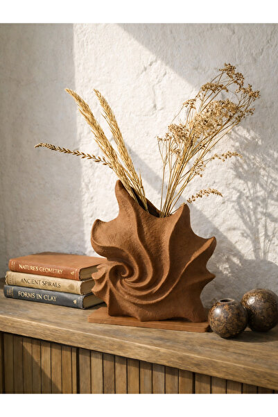 END Design Deniz Kabuğu Formlu Spiral Tasarım Bohem Vazo – PLA+ Plastik 21cm(...
