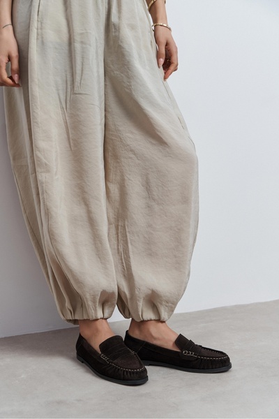 NİŞANTAŞI SHOES Rıta Bitter Kahve Süet Hakiki Deri Kadın Loafer Ayakkabı