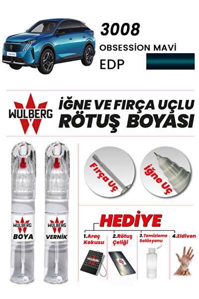 Wulberg Peugeot 3008 Obsession Mavi EDP Rötuş Boya 25 ml + Vernik İğne & Fırç...