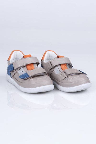 Lepi kids L.294 Genuine Leather 2C Sandals İ.B.-Gray-Orange - 19