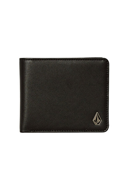 Volcom ΛΕΠΤΟ ΜΕΓΑΛΟ ΔΙΠΛΟΥ ΑΝΑΔΙΠΛΩΣΙΜΟ ΠΟΡΤΟΦΟΛΙ ΜΕ ΥΦΑΣΜΑ ΠΕΤΡΑΣΧΡΗΣΤΟΥ, ΜΑΥΡΟ