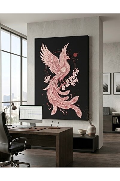 NET REKLAM Pembe Anka Kuşu Desenli Dekoratif Kanvas Tablo | Modern Salon Deko...