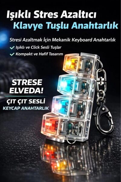 Yavuzlar Avize Işıklı Klavye-Click Sesli Stres Giderici Anahtarlık-KARIŞIK RENK