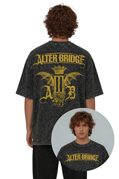 Fuddy Moda Unisex Oversize Ab Alter Bridge Back Printed Rock Band Themed Wash...