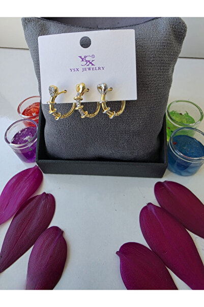 YSX JEWELRY Triple Heart Detailed Earrings