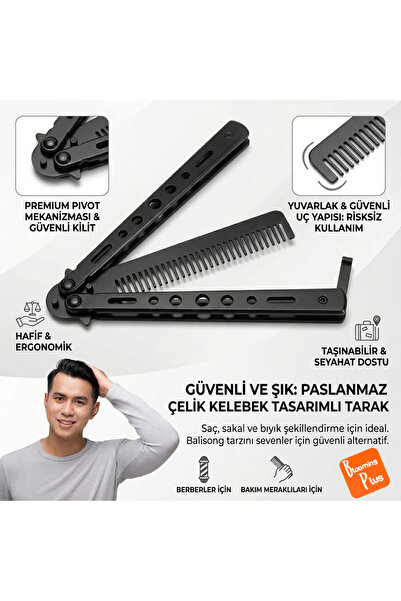 Blooming Plus Fold Your Style, Elevate Your Care: Stainless Steel Butterfly Comb