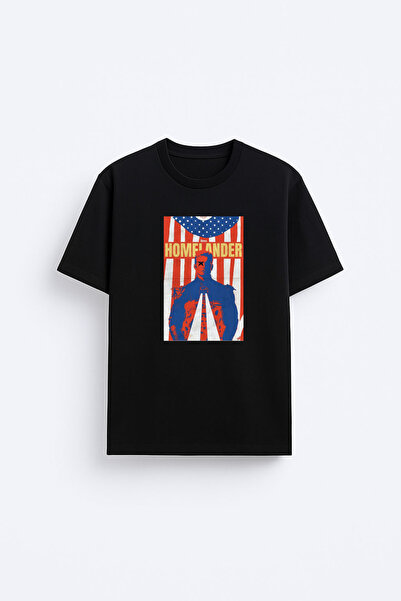 AYDESİGN Tricou unisex negru cu imprimeu The Boys, cu gât tip crew neck