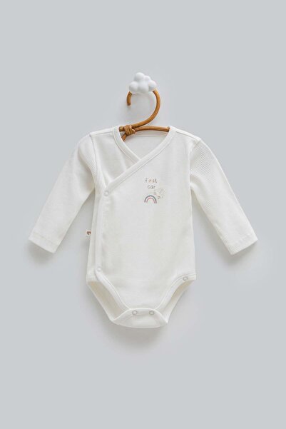 Caramell Baby Boy Rainbow Print Snap-Waist Bodysuit 0-12 Months Ecru