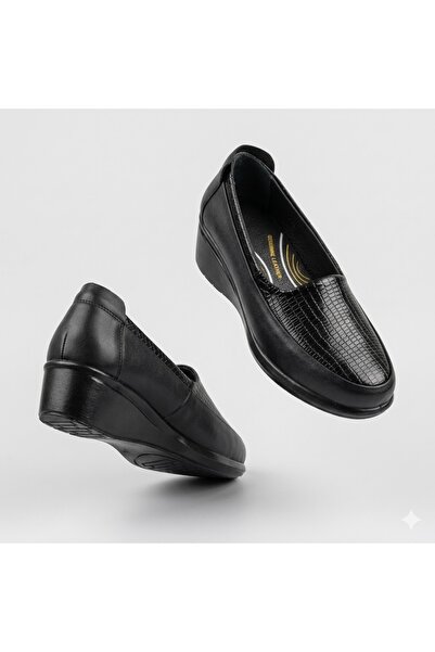KİNDEP (Forex) Genuine Leather Inside and Outside Casual Women's Shoes Black