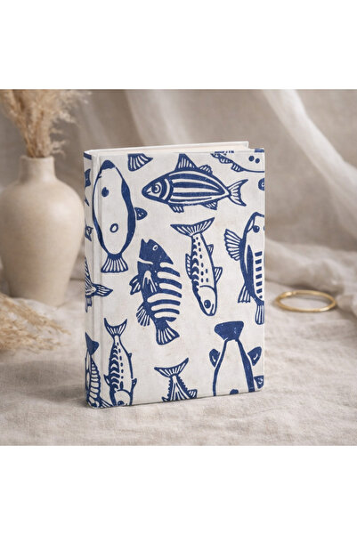 Tohfa Luxe Fish Handmade Block Printed Diary – Sustainable Bamboo Paper Journ...