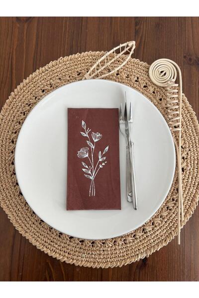 kidspartim Silver Gilded Brown Poppy Flower Napkins 16 Pieces