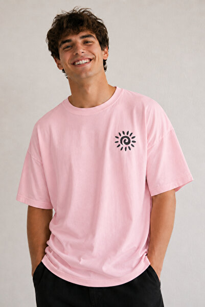 ArtYus Tricou oversize unisex cu imprimeu spiralat Minimal Sun – Tricou casua...