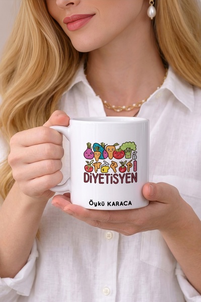 Kirbi Reklam Diyetisyen Meslek Kişiye Özel Çift Taraflı Baskılı Porselen Kupa...