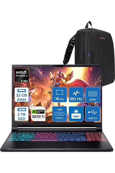 ACER Nitro V 16S Aı AN16S Amd Ryzen™ Aı 9 365 32GB Ddr5 2tb SSD 12GB/RTX5070T...