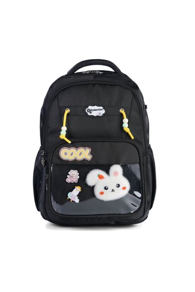 Relaxion Set de 3 rucsacuri pentru școala primară, cu suport pentru creion, negru