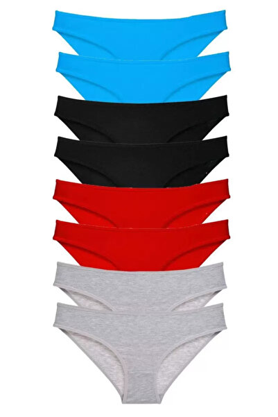 Mestore 8 Pieces Super Eco Set Lycra Women's Slip Panties Black Red Gray Blue