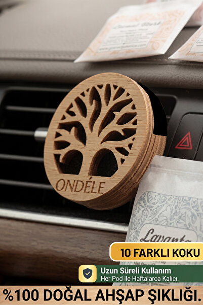 ONDÉLE Aero MD013 Ahşap Araç Kokusu ve Oto Klima Difüzörü | 10 Yedek Keçe Sce...