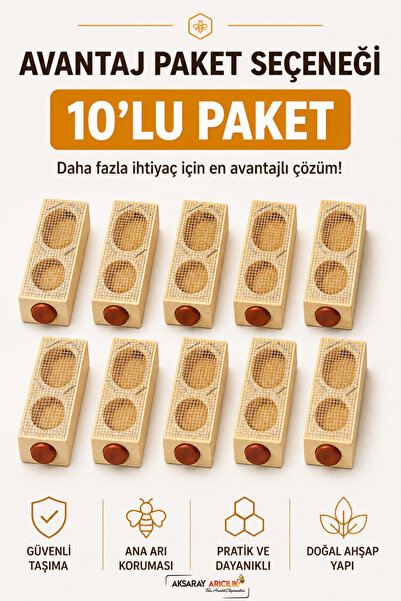 Aksaray Arıcılık Ana Arı Kafesi 10 Adet, Ahşap Ana Arı Yakalama ve Taşıma Kafesi