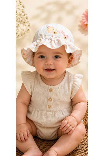 LUMİBABY BUTİK 100% Cotton Double-Layered Muslin Baby Hat (Suitable for 6 Mon...