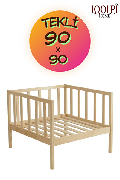 Loolpi Home Ottoman Tekli Sedir Koltuk 90x90 Cm Doğal Ahşap Bahçe ve Balkon T...