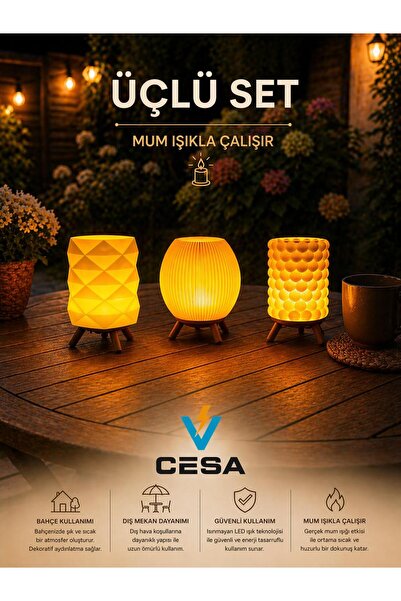 cesaa elektirik 3D Basım Minimal Dekoratif Masa/gece Lambası Seti (Üçlü Set) ...