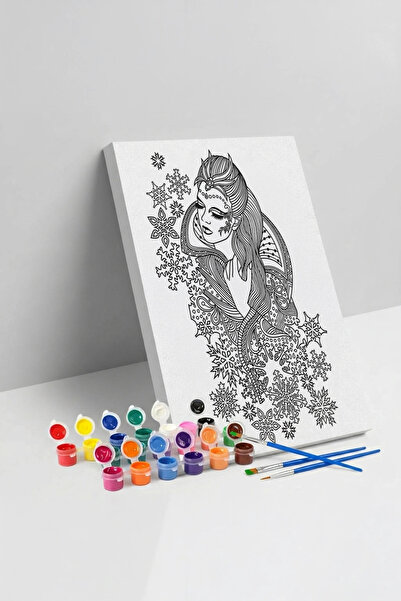 Tabdiko Kar Kraliçesi Desenli Mandala Tuval Boyama Seti 40x50 cm