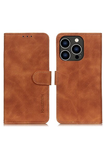 KHAZNEH Retro Leather Θήκη Πορτοφόλι Brown (Apple iPhone 16 Pro Max)