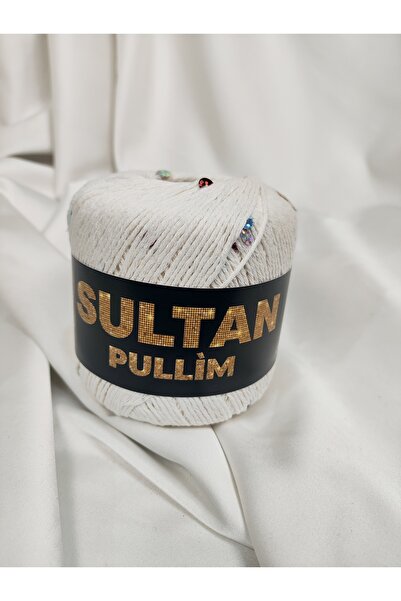 Sultan Pullim Βαμβακερό Ανοιχτό Λευκό Χρωματιστό Νήμα Πλεξίματος με Παγιέτες ...