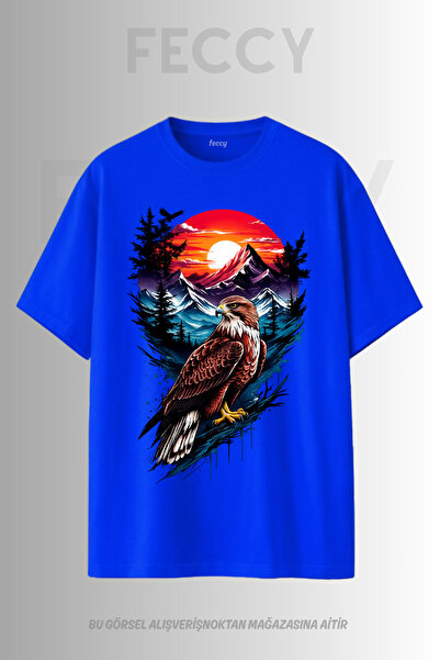 FECCY Tricou unisex supradimensionat cu imprimeu Premium Eagle Hunter, pentru...