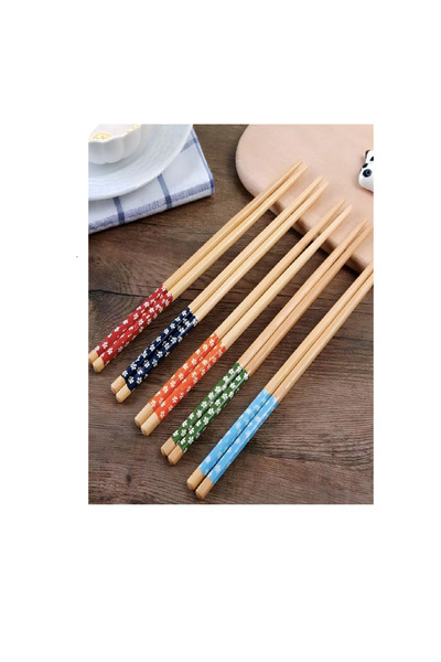 NAR ZÜCCACİYE Bambu Chopstick 1 ÇİFT Desenli Yıkanabilir Çin Suşi Ramen Noodl...