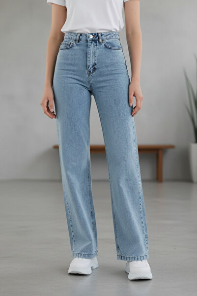 WODDİ Heaven Women's High Waist Ice Snow Wash Loose Wide Leg Jeans Wide Leg P...