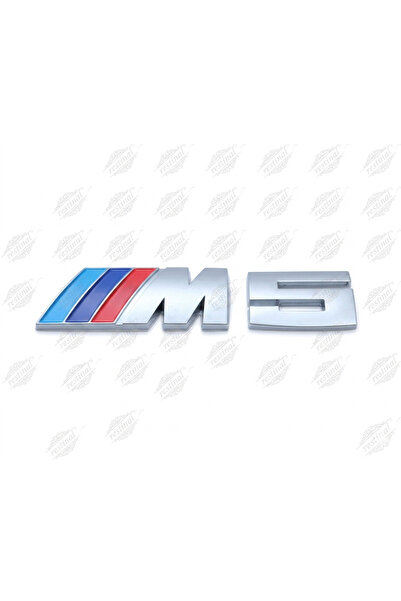 restinal BMW M5 Uyumlu Krom Metal Bagaj Arması - 3 Renk M Sport Logolu 3D Amb...