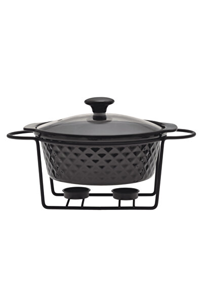 Kamille Oală ceramică termorezistentă cu capac și încălzitor, Kamille, 1.5 l