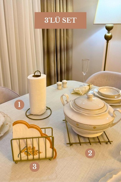 Edora Home Σετ 3 τεμαχίων Ματ χρυσό κλουβιάτο θήκη χαρτοπετσέτας, όρθια θήκη ...