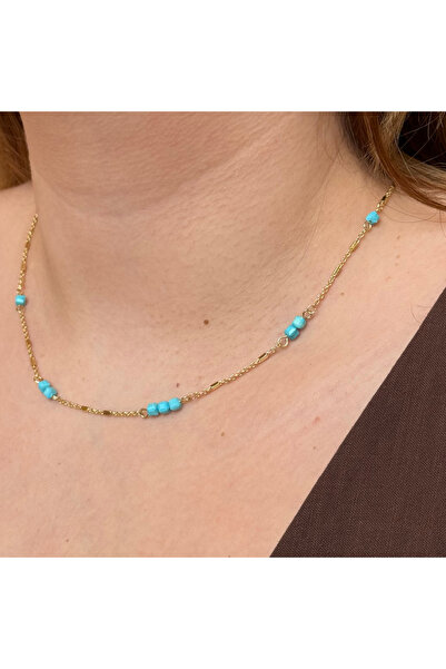 HOUSEKİ Blue Beaded Chain Necklace cm