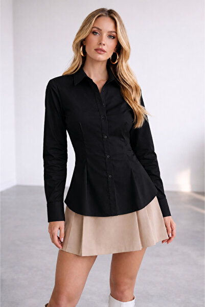kikiriktekstil 10940 Women's 100% Cotton Shirt with Waist Adjustment