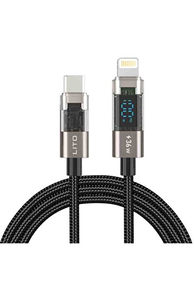Lito Cablu de date Lightning și Type-C, 36W, 1.2m - (LD09CL) - Negru