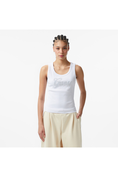 Guess Script Kadın Beyaz T-Shirt