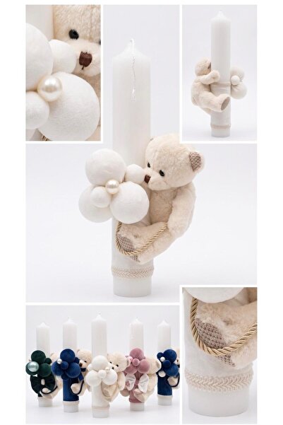 OEM Lumanare de Botez „Teddy Bear & Clouds” – Eleganta și Gingasie