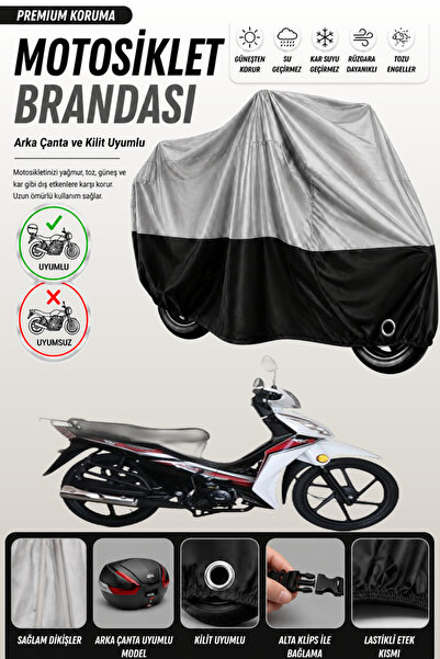 Cemku Double Gray Top - Black Bottom, Rear Bag Compatible Rks Next 50 Motorcy...