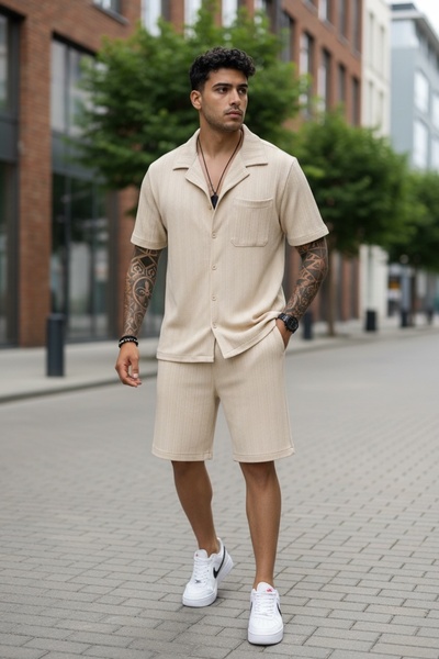 casualshoes Compleu barbati vara, camasa si pantaloni scurti, confortabil, le...